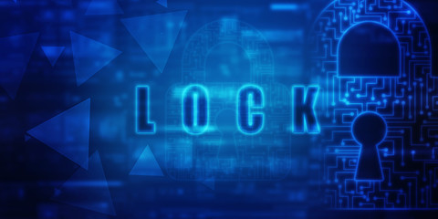 2d illustration Safety concept: Closed Padlock on digital background