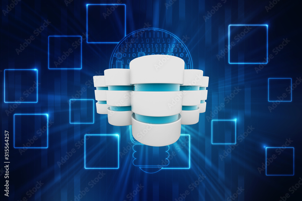 Poster 3d rendering database storage data base