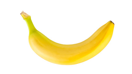 Single banana isolated on white background, healthy food