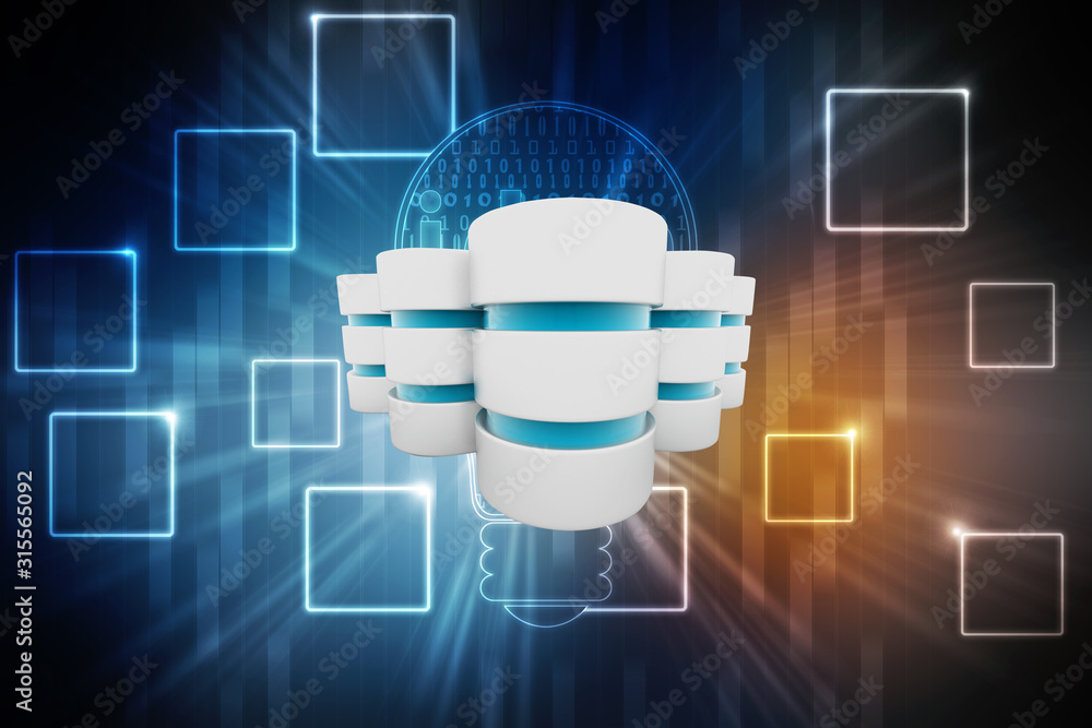 Poster 3d rendering database storage data base