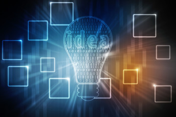 2d illustration bulb future technology, innovation background, creative idea concept 