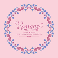 Fototapeta na wymiar Romance greeting card wallpaper design, with beautiful and seamless pink floral frame design. Vector