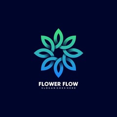 Vector Logo Illustration Abstract Flower Leaf Infinity Line Shape Colorful Style