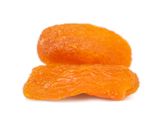Dried apricots isolated on white background. Healthy food.