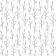 Vector seamless pattern with liner wheat, grain crop. Continuous line art. Perfect for branding, wrapping paper, textile
