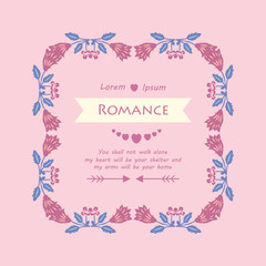 Poster of romance, with pink wreath unique and seamless design. Vector