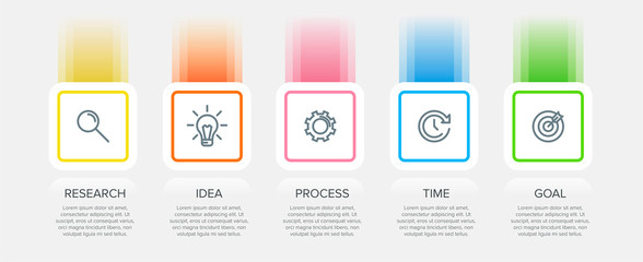 Obraz premium Infographic design with icons and 5 options or steps. Thin line vector. Infographics business concept. Can be used for info graphics, flow charts, presentations, web sites, banners, printed materials.
