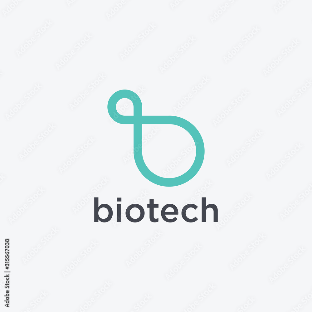 Poster abstract initial letters b with loop concept. logo mono line concept. loops logotype, circle shape, 