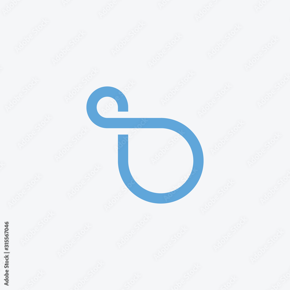Poster abstract initial letters b with loop concept. logo mono line concept. loops logotype, circle shape, 