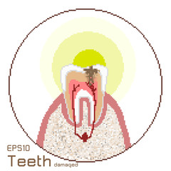 vector pixel art of teeth damaged