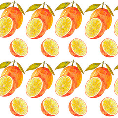 Seamless watercolor pattern oranges