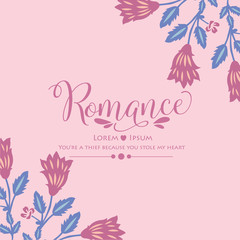 Vintage pattern of leaf and floral frame with unique style, for romance greeting card template design. Vector
