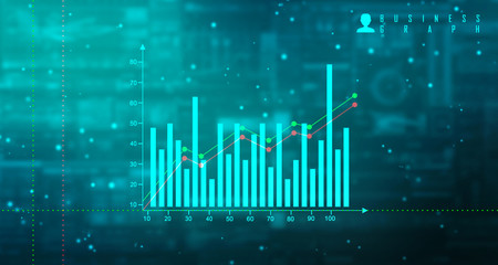 2d rendering Stock market online business concept. business Graph 