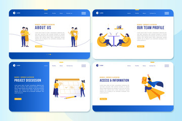 Obraz na płótnie Canvas Office worker concept for corporate business on landing page set