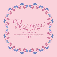 Cute decoration of leaf and flower frame, for romance unique invitation card design. Vector