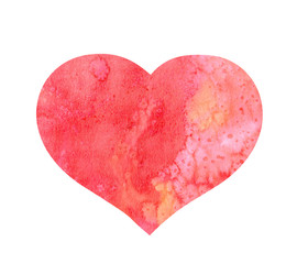 Watercolor painted pink heart