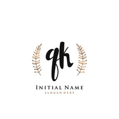 QK Initial handwriting logo vector	