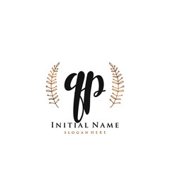 QP Initial handwriting logo vector	