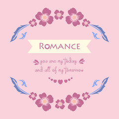 Romance greeting card concept, with elegant pink wreath frame. Vector