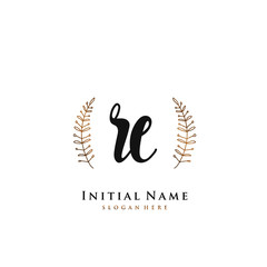 RE Initial handwriting logo vector	