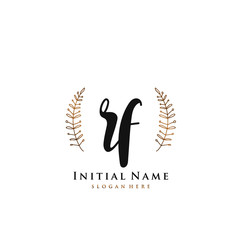 RF Initial handwriting logo vector	