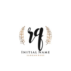 RQ Initial handwriting logo vector	