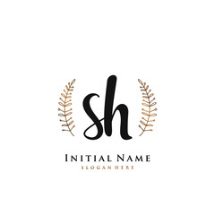 SH Initial handwriting logo vector	