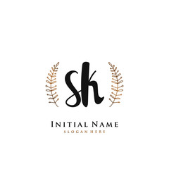 SK Initial handwriting logo vector	