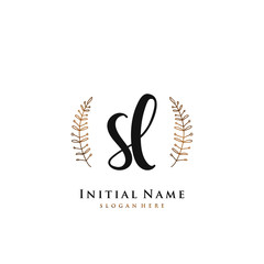 SL Initial handwriting logo vector	