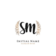 SM Initial handwriting logo vector	