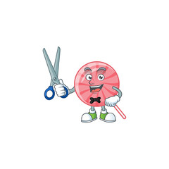 Cool friendly barber pink round lollipop cartoon character style