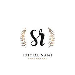 SR Initial handwriting logo vector	