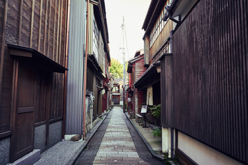 Fototapeta na wymiar Narrow Alley in Old Town Kanazawa