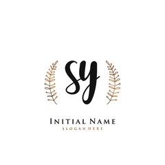 SY Initial handwriting logo vector	