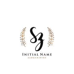 SZ Initial handwriting logo vector	