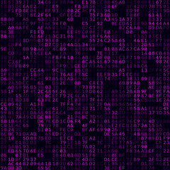 Tech background. Magenta filled hexademical pairs background. Medium sized seamless pattern. Vibrant vector illustration.