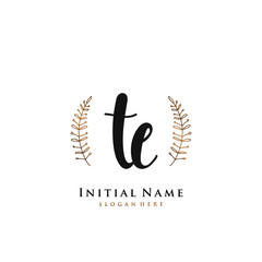 TE Initial handwriting logo vector	