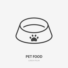 Pet bowl line icon, vector pictogram of dog food. Animal empty meal plate illustration sign for pet shop
