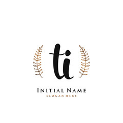 TI Initial handwriting logo vector	