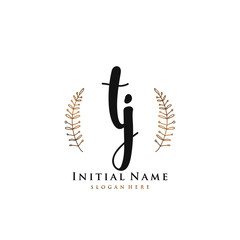 TJ Initial handwriting logo vector	