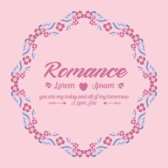 Unique pattern of leaf and flower frame, for romance greeting card wallpaper design. Vector