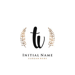 TV Initial handwriting logo vector	