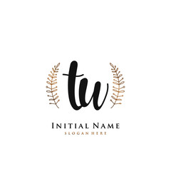 TW Initial handwriting logo vector	