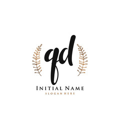 QD Initial handwriting logo vector	