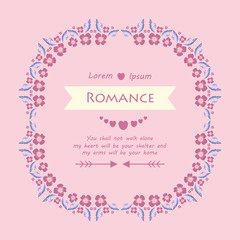 Seamless Pattern of leaf pink floral frame, for romance card design. Vector