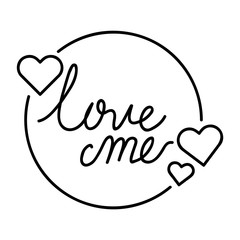 love me lettering with hearts isolated icon