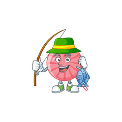 A Picture of happy Fishing pink round lollipop design