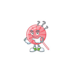 Pink round lollipop cartoon mascot style with confuse gesture - 315577476
