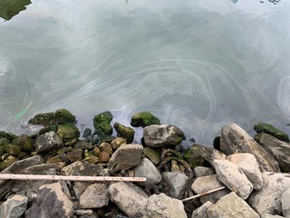 Fototapeta premium Photo of Baku seaside boulevard in cloudy day. Azerbaijan.