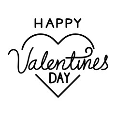 happy valentines day lettering with heart isolated